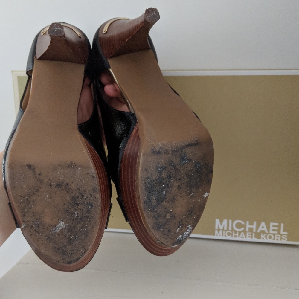 Michael Camden Open Toe Platform Leather Pumps - image 6